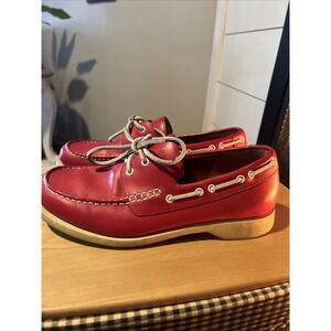 Cole Haan Red Leather Lace Up Mens Red Boat Shoes Size 10 M